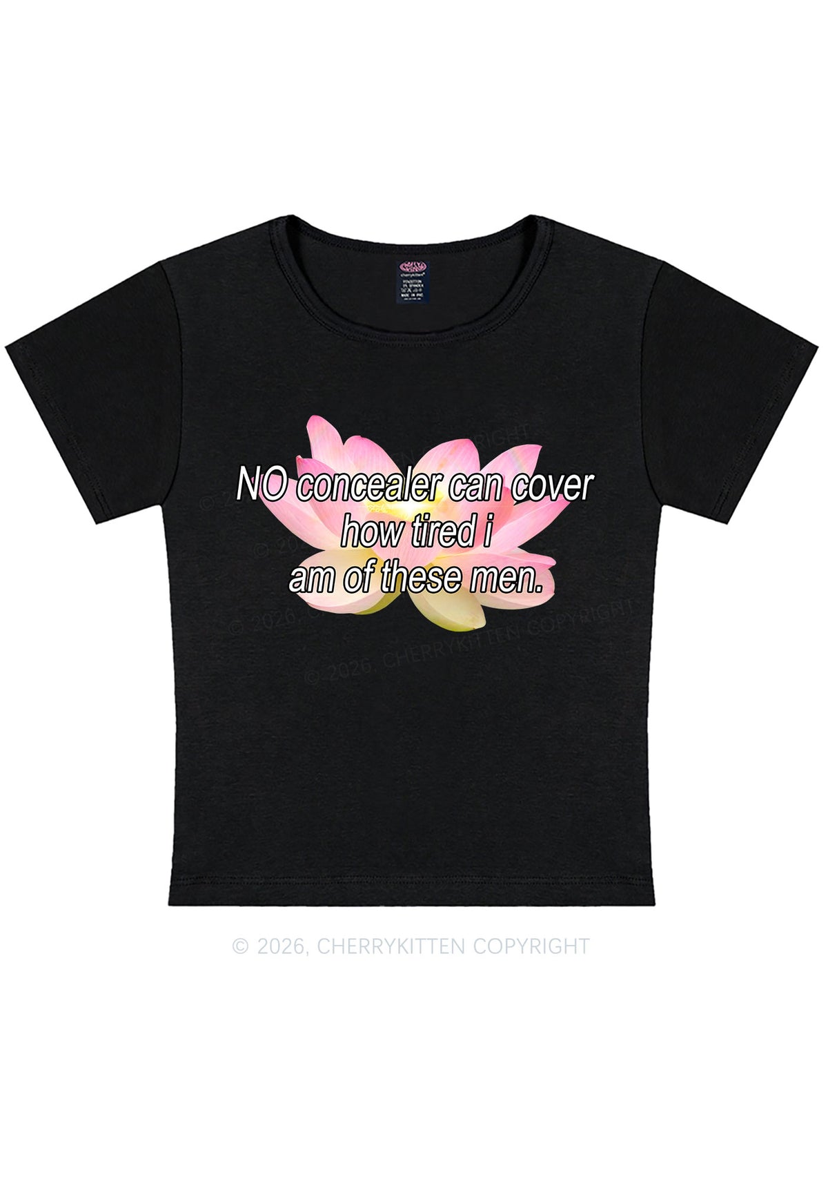 No Concealer Can Cover Men Y2K Baby Tee Cherrykitten