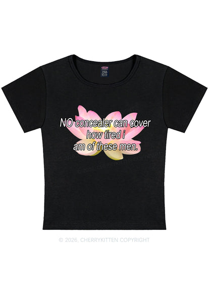No Concealer Can Cover Men Y2K Baby Tee Cherrykitten