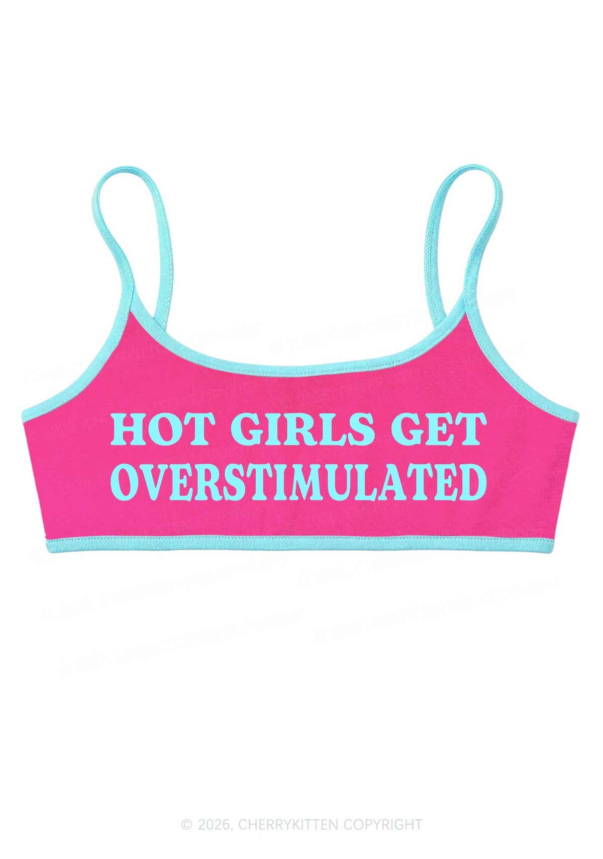 Hot Girls Get Overstimulated Y2K Super Crop Cami Cherrykitten