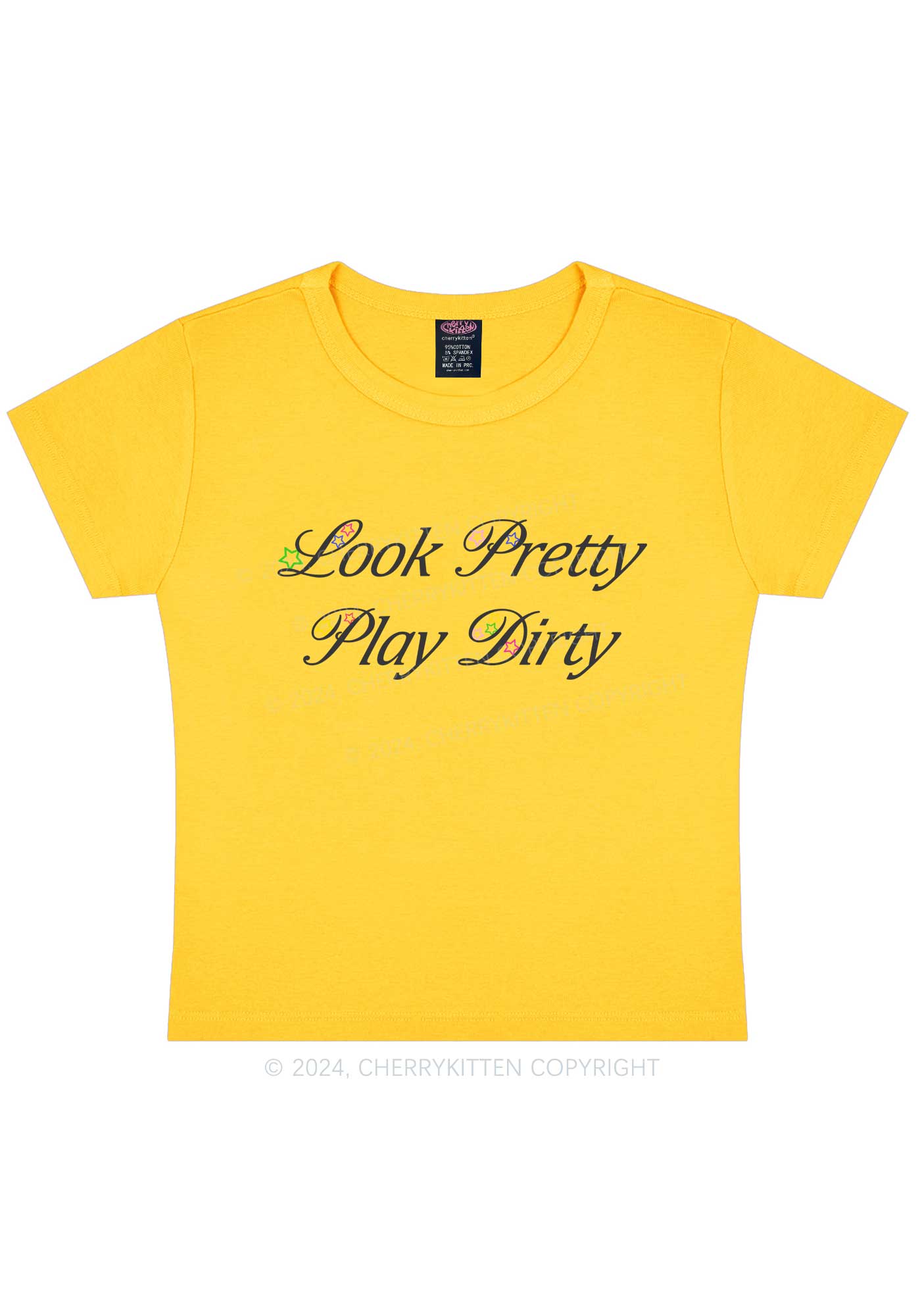 Look Pretty Play Dirty Y2K Baby Tee Cherrykitten