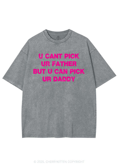 U Can Pick Ur Daddy Y2K Shirts Washed Tee Cherrykitten