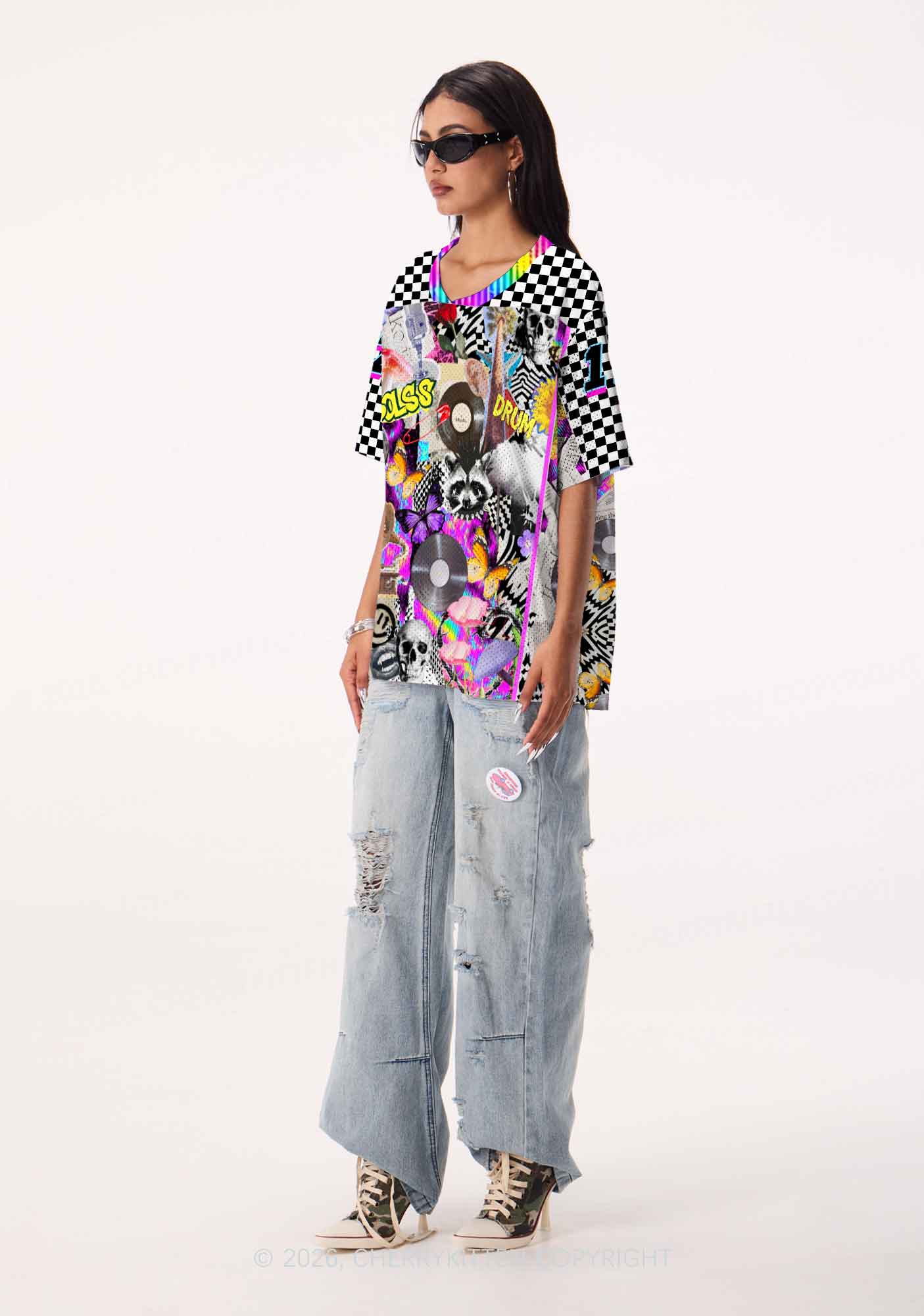 Bass And Drum Collage Y2K Sport Jersey Shirts Cherrykitten