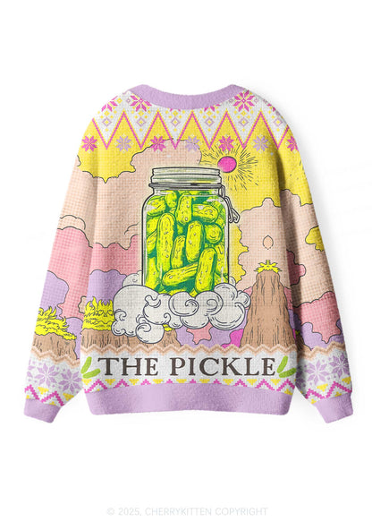 The Pickle Y2K Christmas Cardigan Knit Sweatshirt Cherrykitten