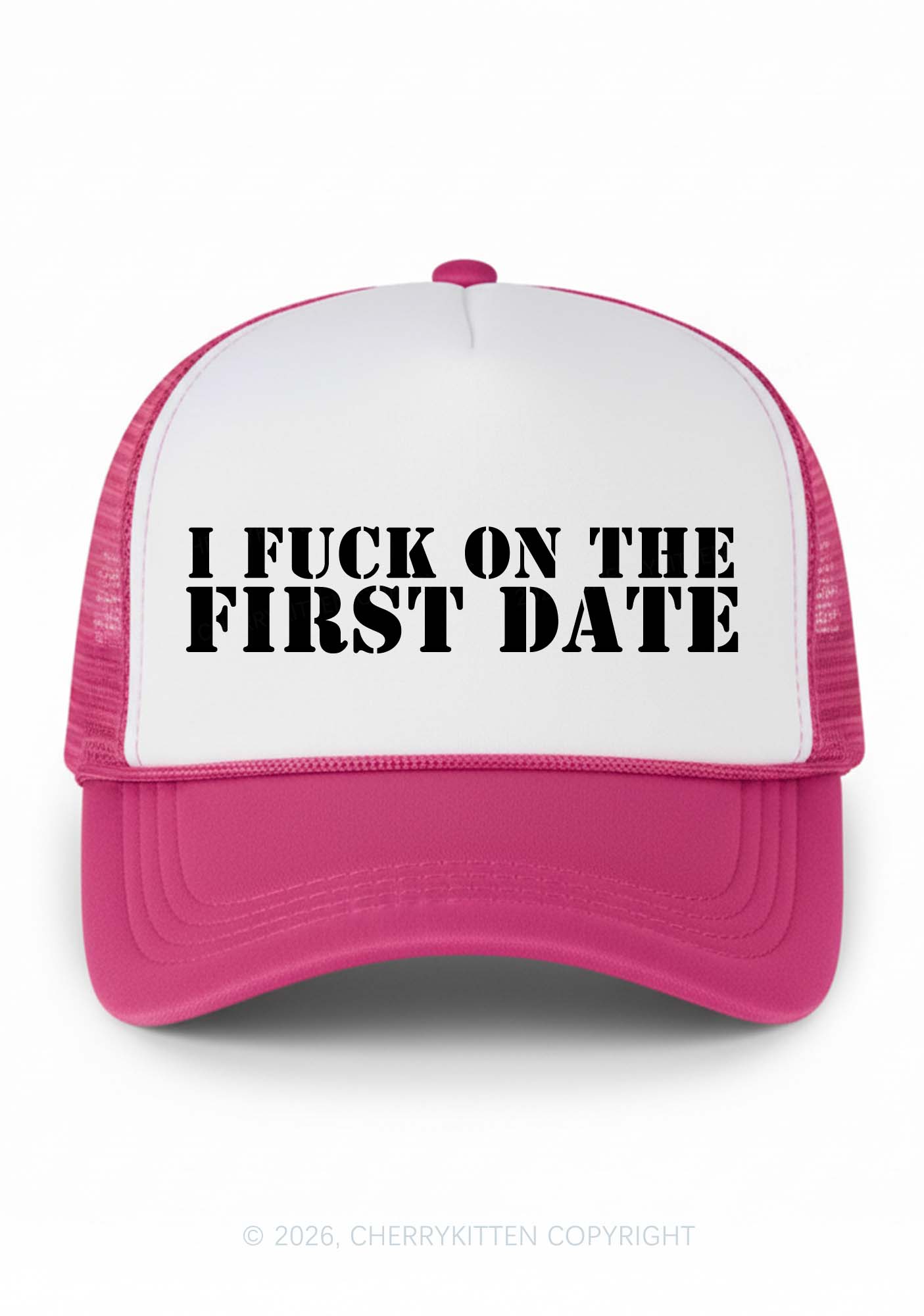 Fxxk On First Date Y2K Colorblock Trucker Hat Cherrykitten