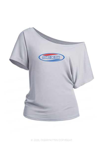 Sexsi Slogan Y2K Off Shoulder Tee Cherrykitten