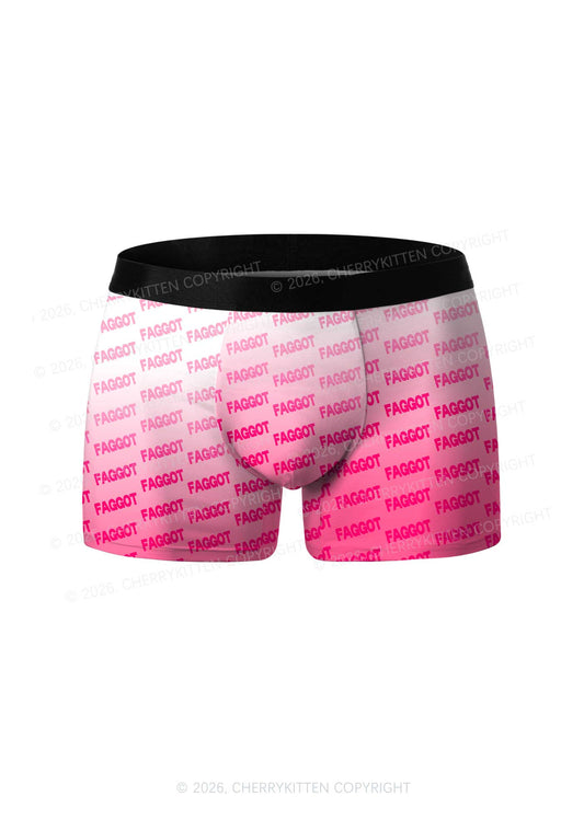 Faded Pink Faggot Pride Y2K Print Men Boxer Briefs Cherrykitten