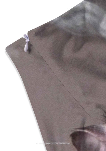 Smoking Rats Y2K Print Mini Skirt Cherrykitten