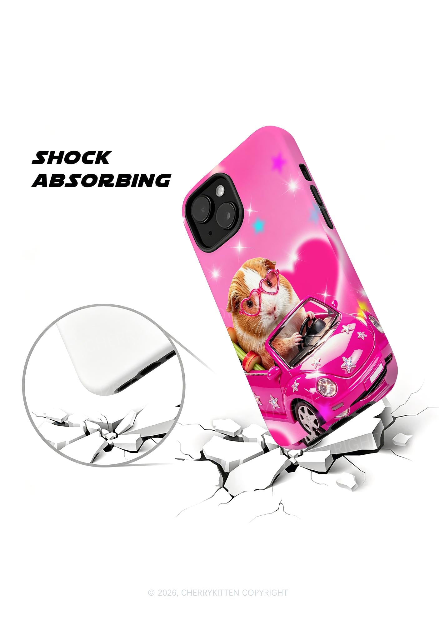 Pink Car Guinea Pig Y2K Phone Case Cherrykitten