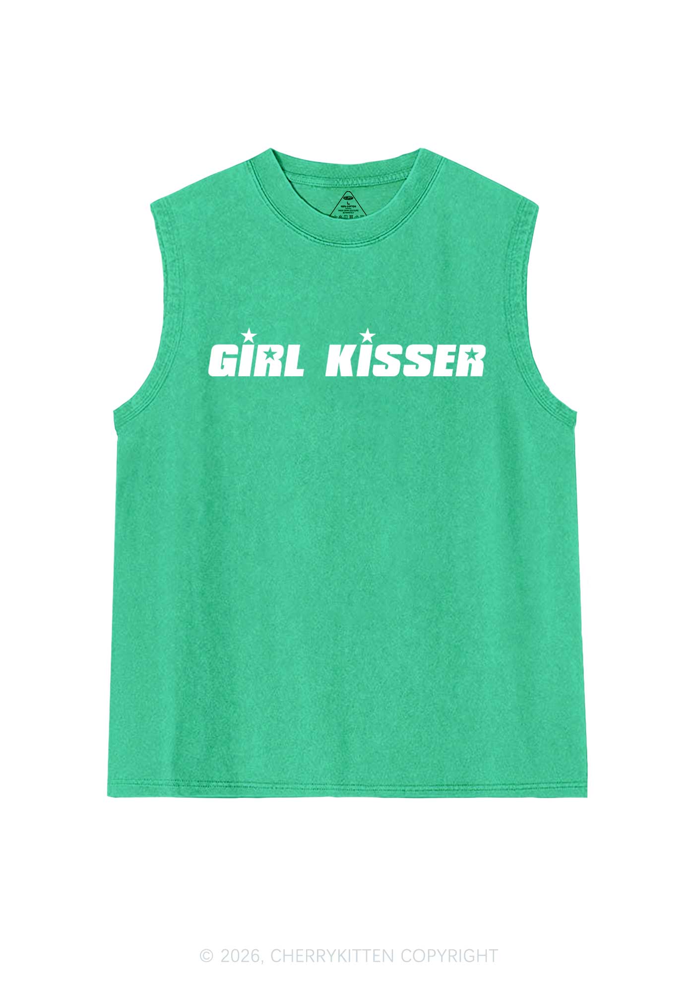 Girl Kisser Star Pride Y2K Washed Muscle Tank Cherrykitten