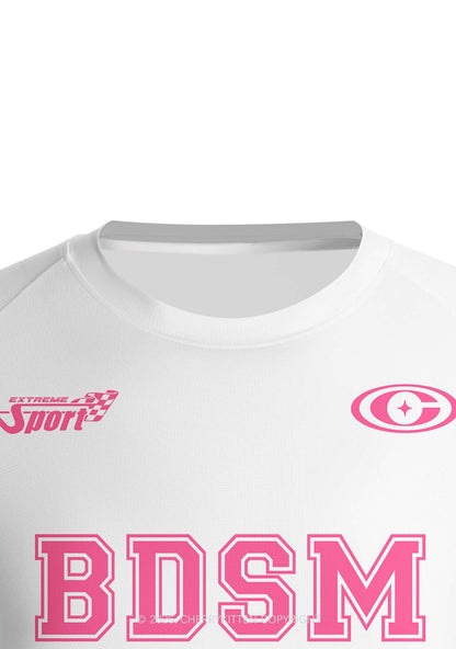 Pink BDSM Y2K Football Jersey Shirts Cherrykitten