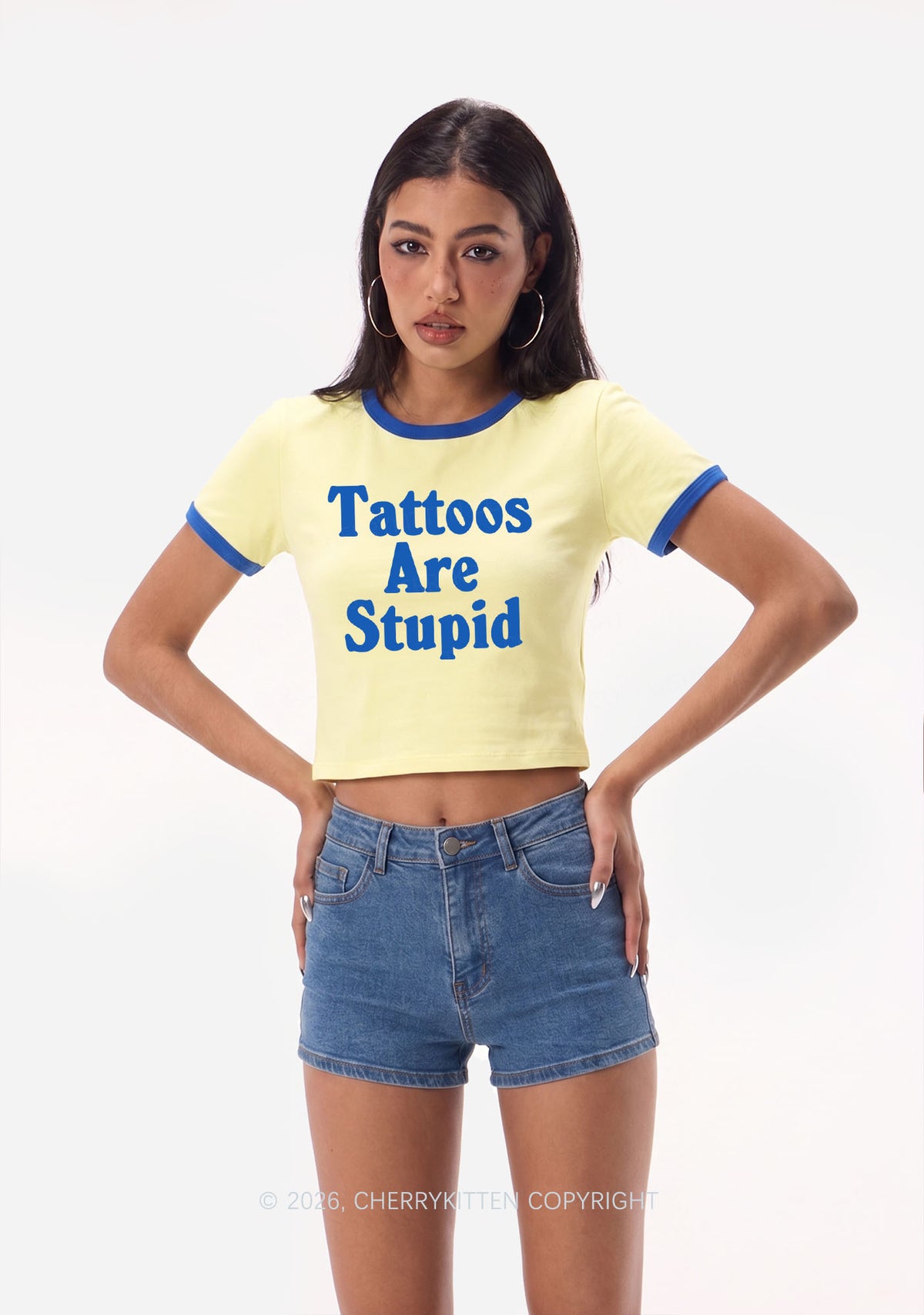 Tattoos Are Stupid Y2K Ringer Tee Cherrykitten