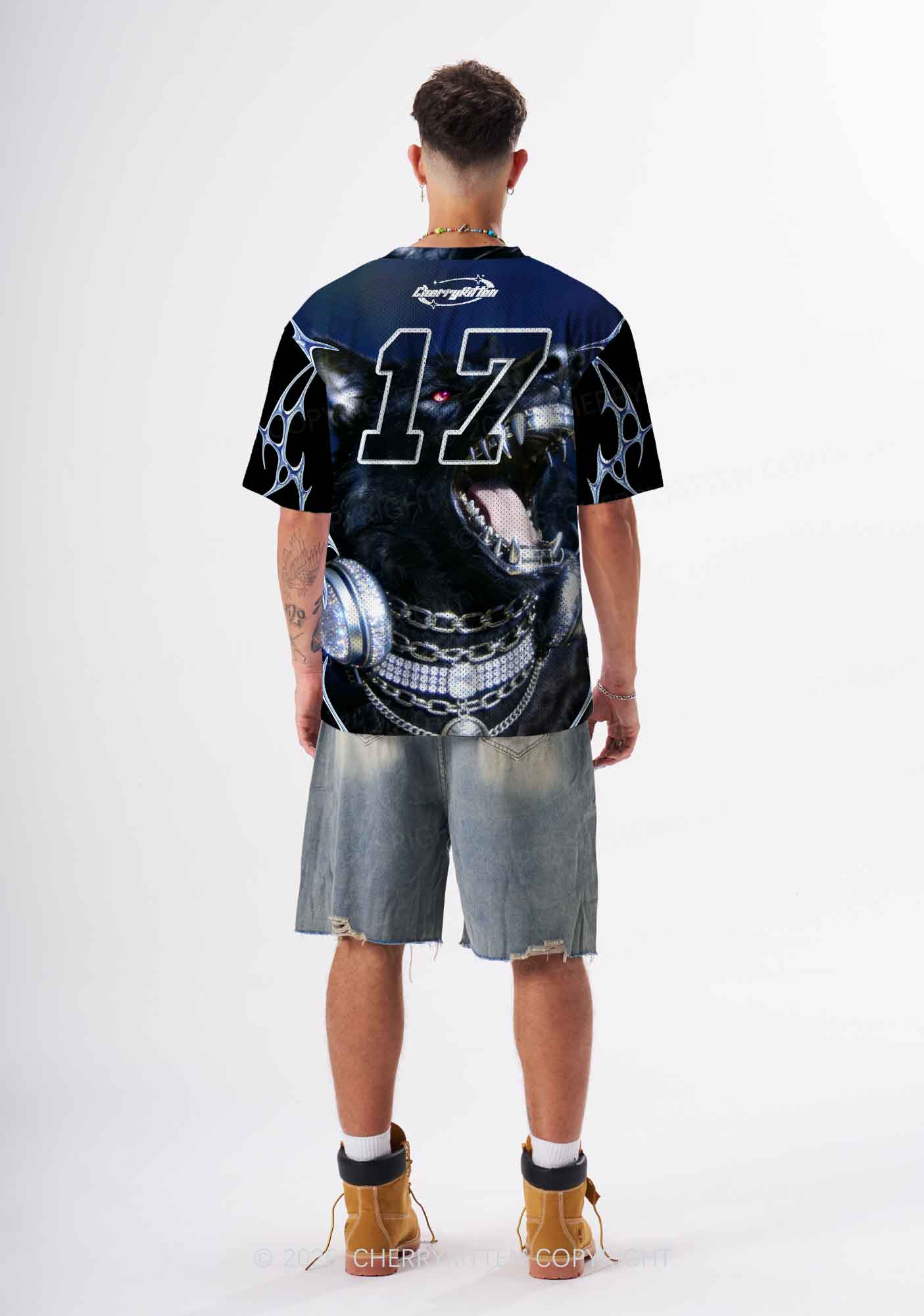 Black Wolf DJ Y2K Sport Jersey Shirts Cherrykitten
