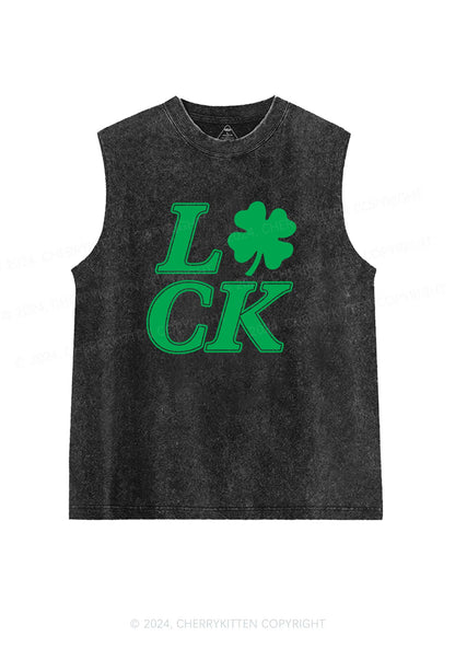 Lucky Clover St Patricks Y2K Washed Tank Cherrykitten