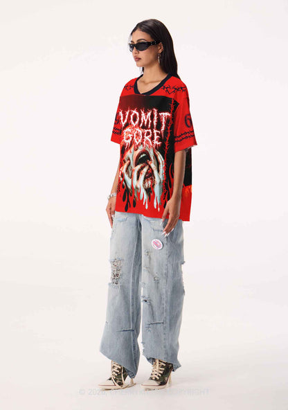 Halloween Vomit Gore Y2K Sport Jersey Shirts Cherrykitten