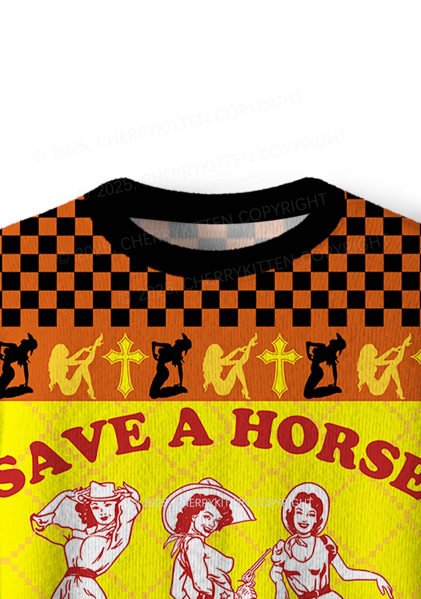 Ride A Cowgirl Pride Y2K Christmas Knit Sweatshirt Cherrykitten