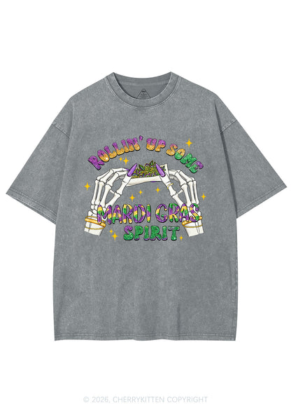 Rollin Up Mardi Gras Spirit Y2K Shirts Washed Tee Cherrykitten