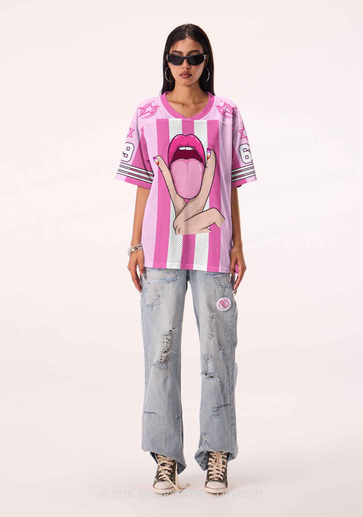 Lesbian Nails Lips Pride Y2K Sport Jersey Shirts Cherrykitten