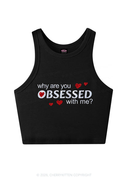 Glitter Obsessed With Me Y2K Crop Tank Top Cherrykitten