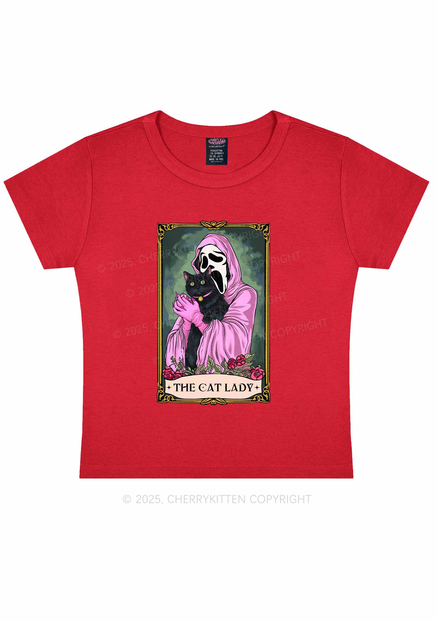 Halloween The Skull Cat Lady Y2K Baby Tee Cherrykitten