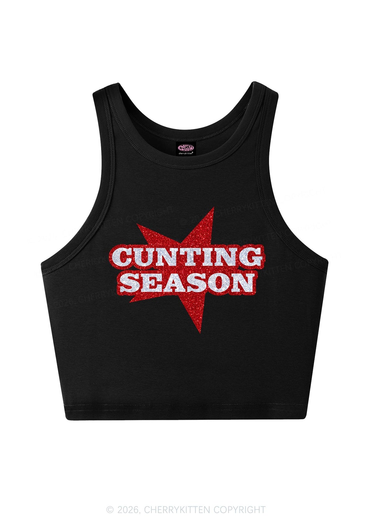 Glitter Cxxting Season Y2K Crop Tank Top Cherrykitten