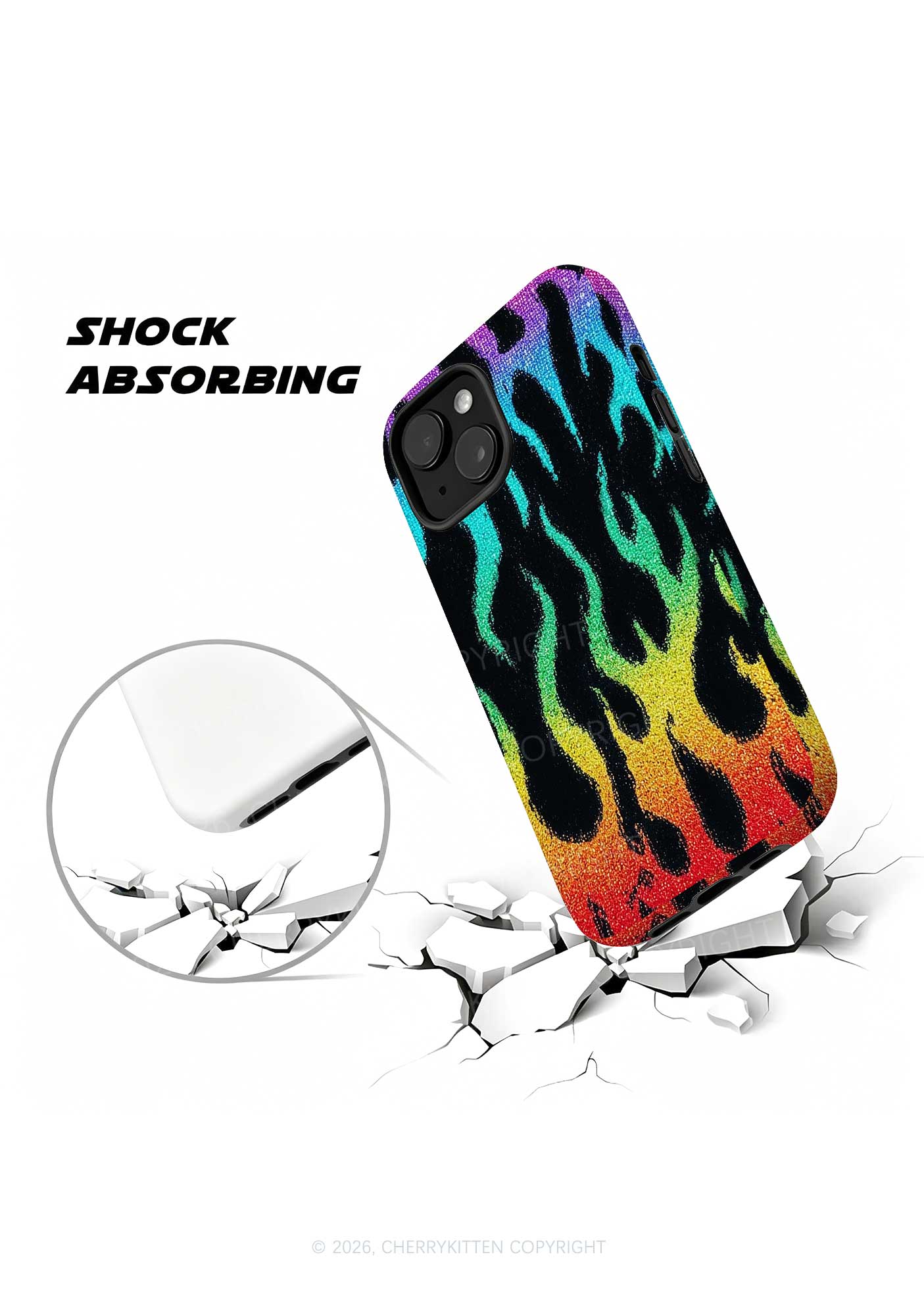 Rainbow Flame Pride Y2K Phone Case Cherrykitten