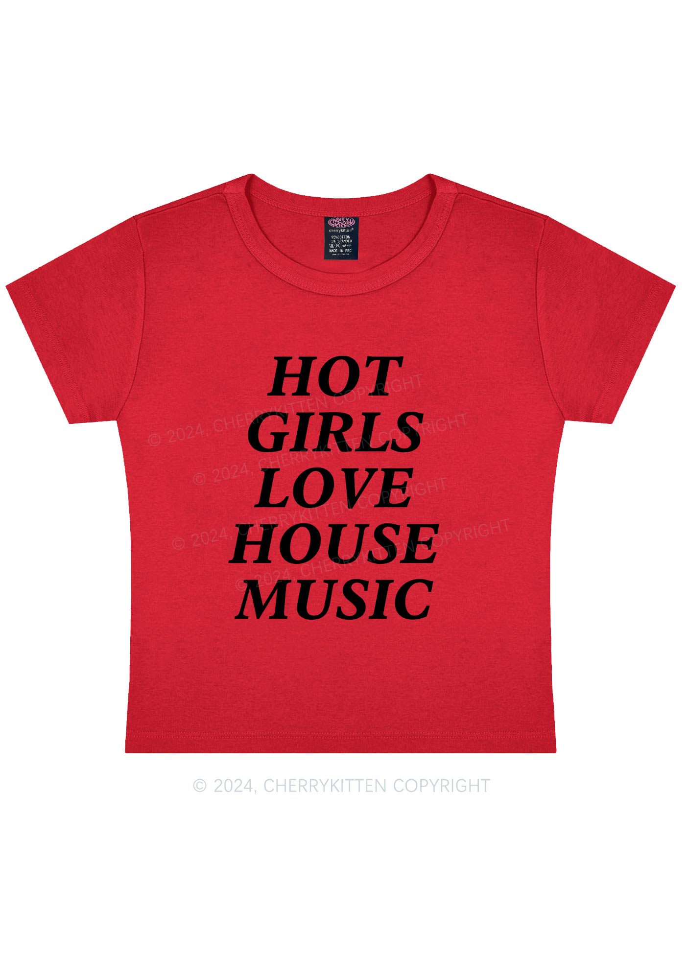Girls Love House Music Y2K Baby Tee Cherrykitten