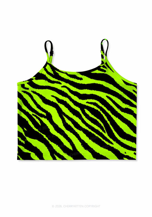 Green Zebra Y2K Print Cami Crop Top Cherrykitten