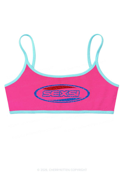Glitter Sexsi Slogan Y2K Super Crop Cami Cherrykitten