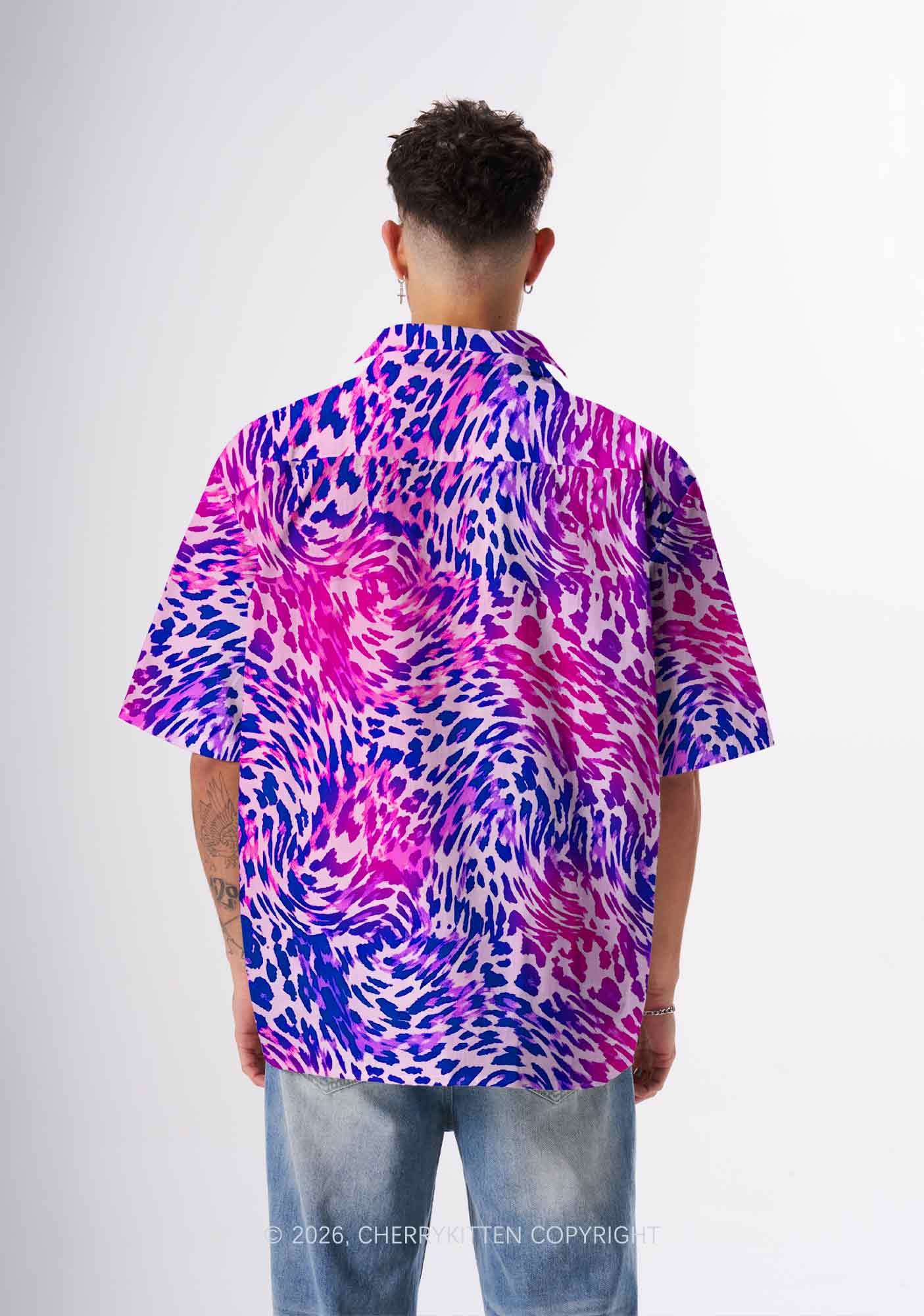 Bisexual Leopard Pride Y2K Print Hawaiian Shirt Cherrykitten