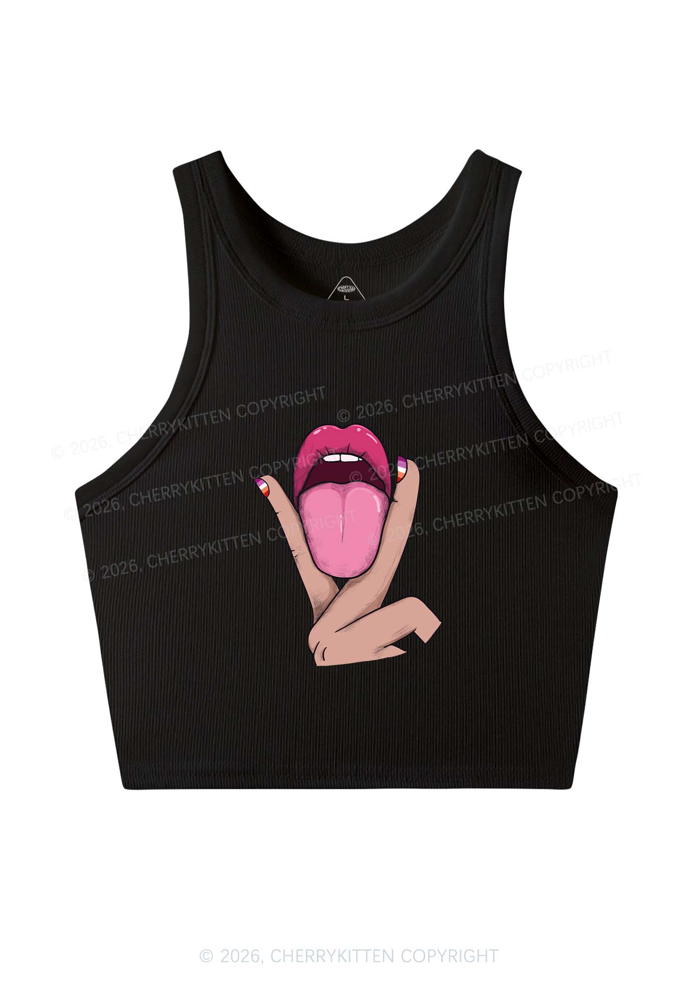 Lesbian Kissing Pride Y2K Crop Tank Top Cherrykitten