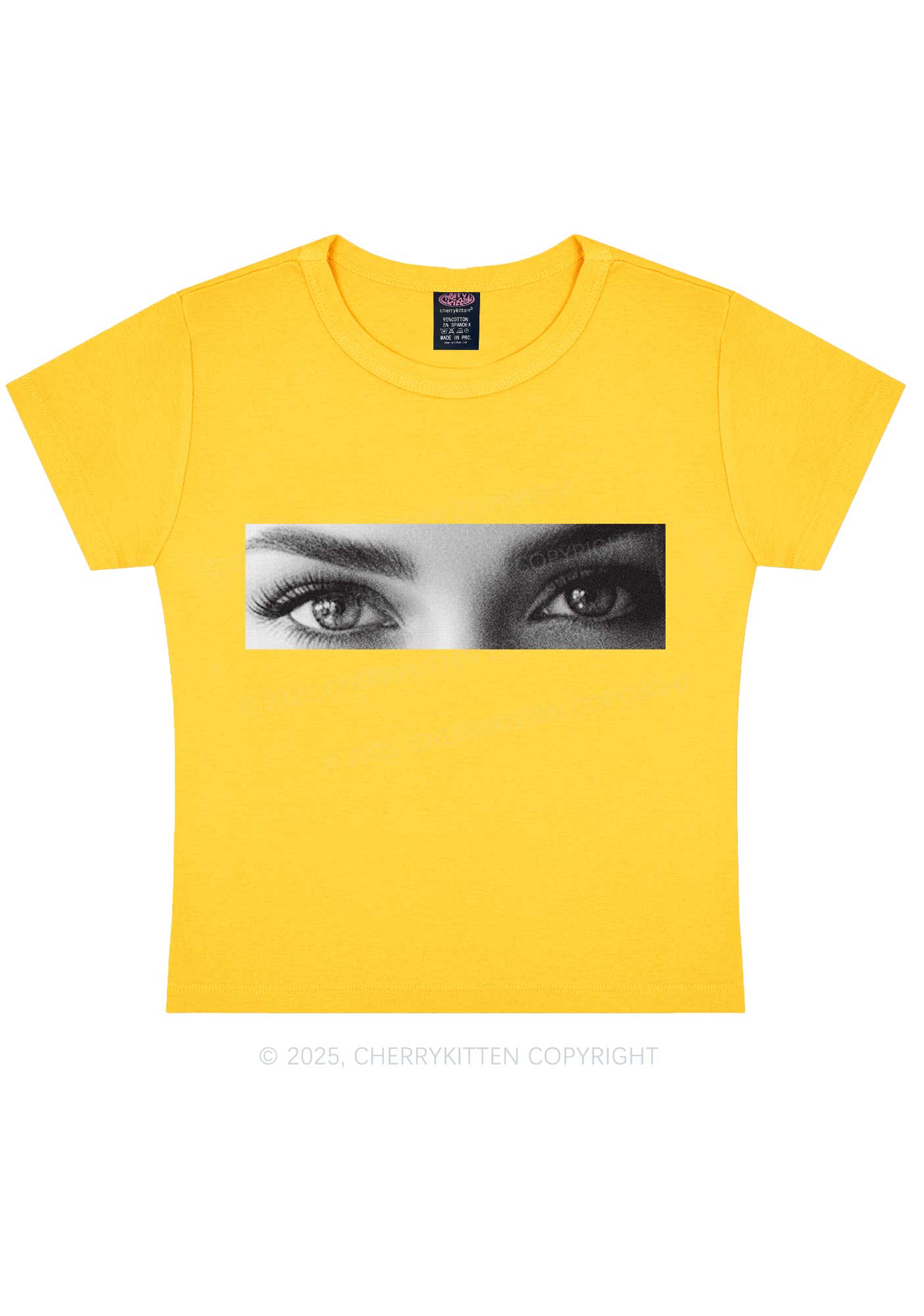 Custom Eyes Y2K Baby Tee Cherrykitten