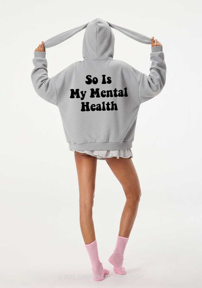 Tattoos Mental Health Y2K Bunny Ear Zip Hoodie Cherrykitten