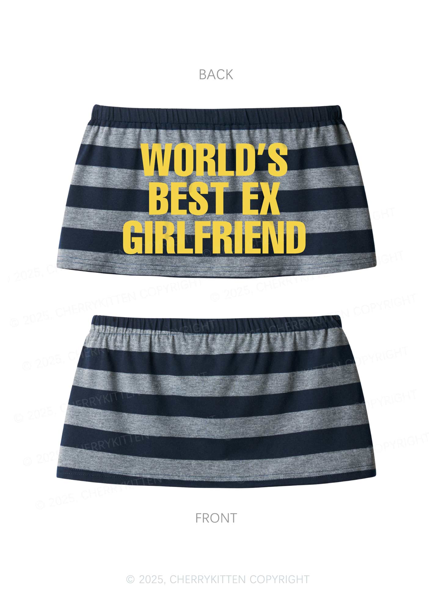 Best Ex Girlfriend Y2K Navy Grey Striped Mini Skirt Cherrykitten
