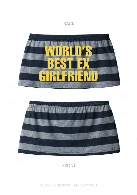 Best Ex Girlfriend Y2K Navy Grey Striped Mini Skirt Cherrykitten