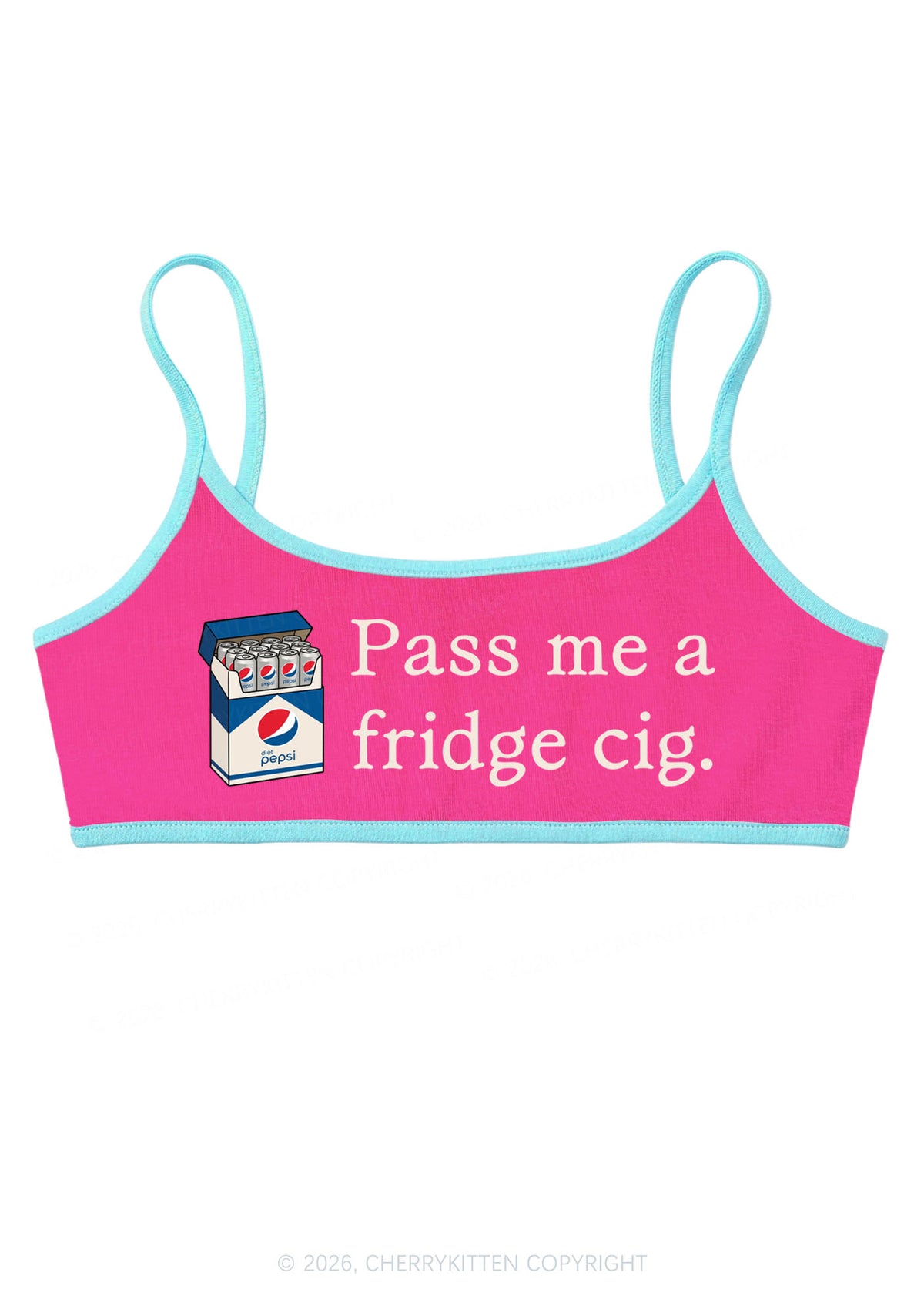 Pass Me A Fridge Cig Blue Drinks Y2K Super Crop Cami Cherrykitten