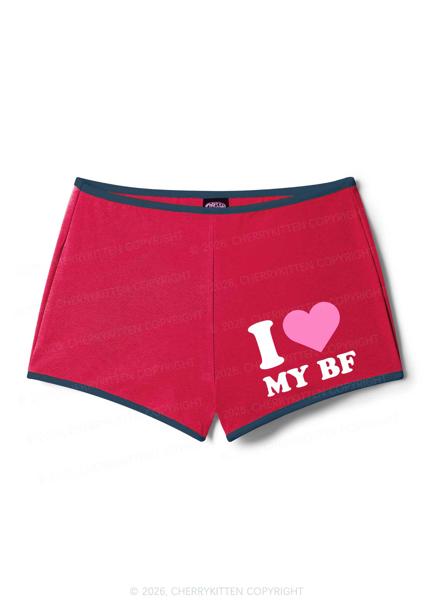 I Love My BF Valentine's Day Y2K Booty Shorts Cherrykitten