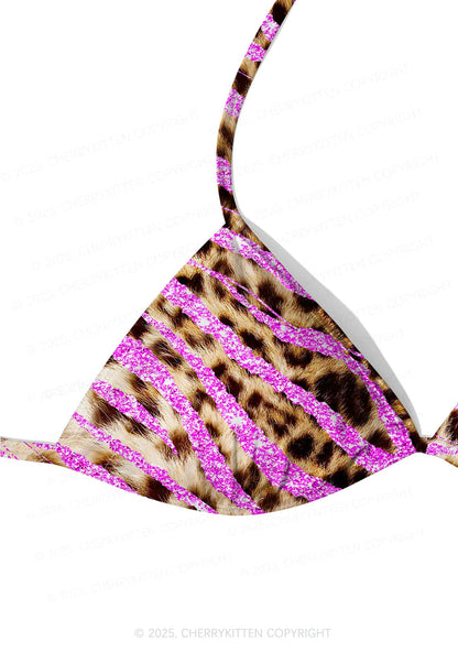 Sparkle Pink Leopard Y2K Print Bikini Set Cherrykitten