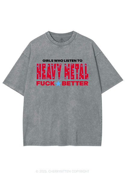 Girls Listen Heavy Metal Y2K Shirts Washed Tee Cherrykitten