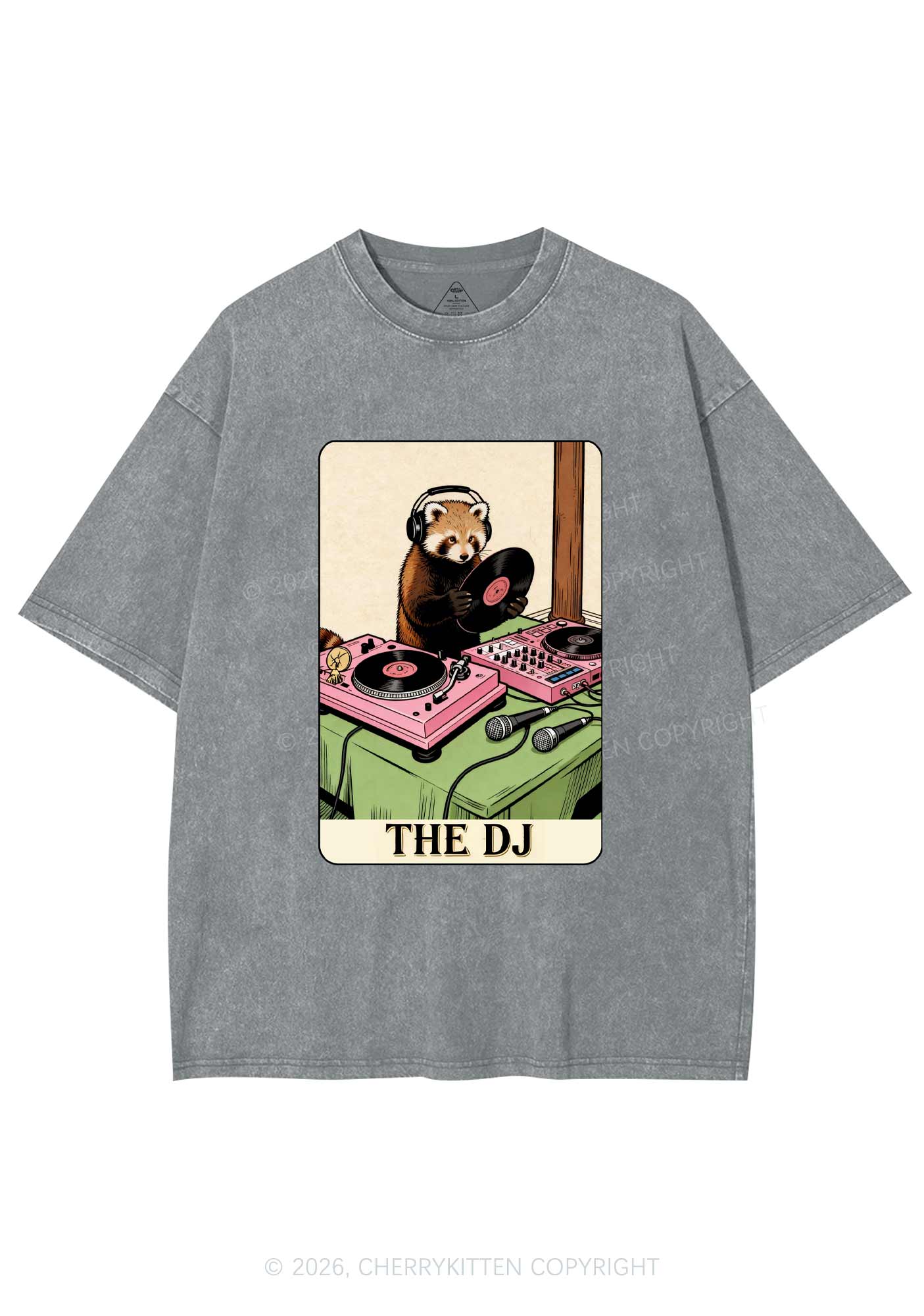 The DJ Raccoon Y2K Shirts Washed Tee Cherrykitten
