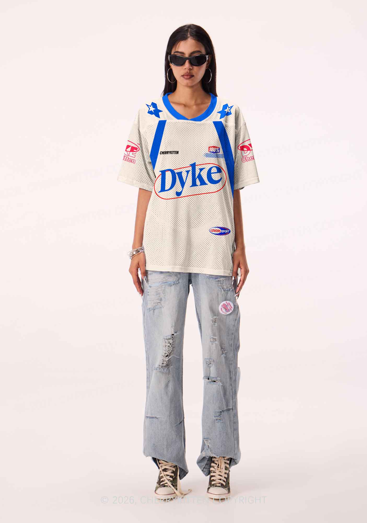 Blue Dyke Pride Y2K Sport Jersey Shirts Cherrykitten