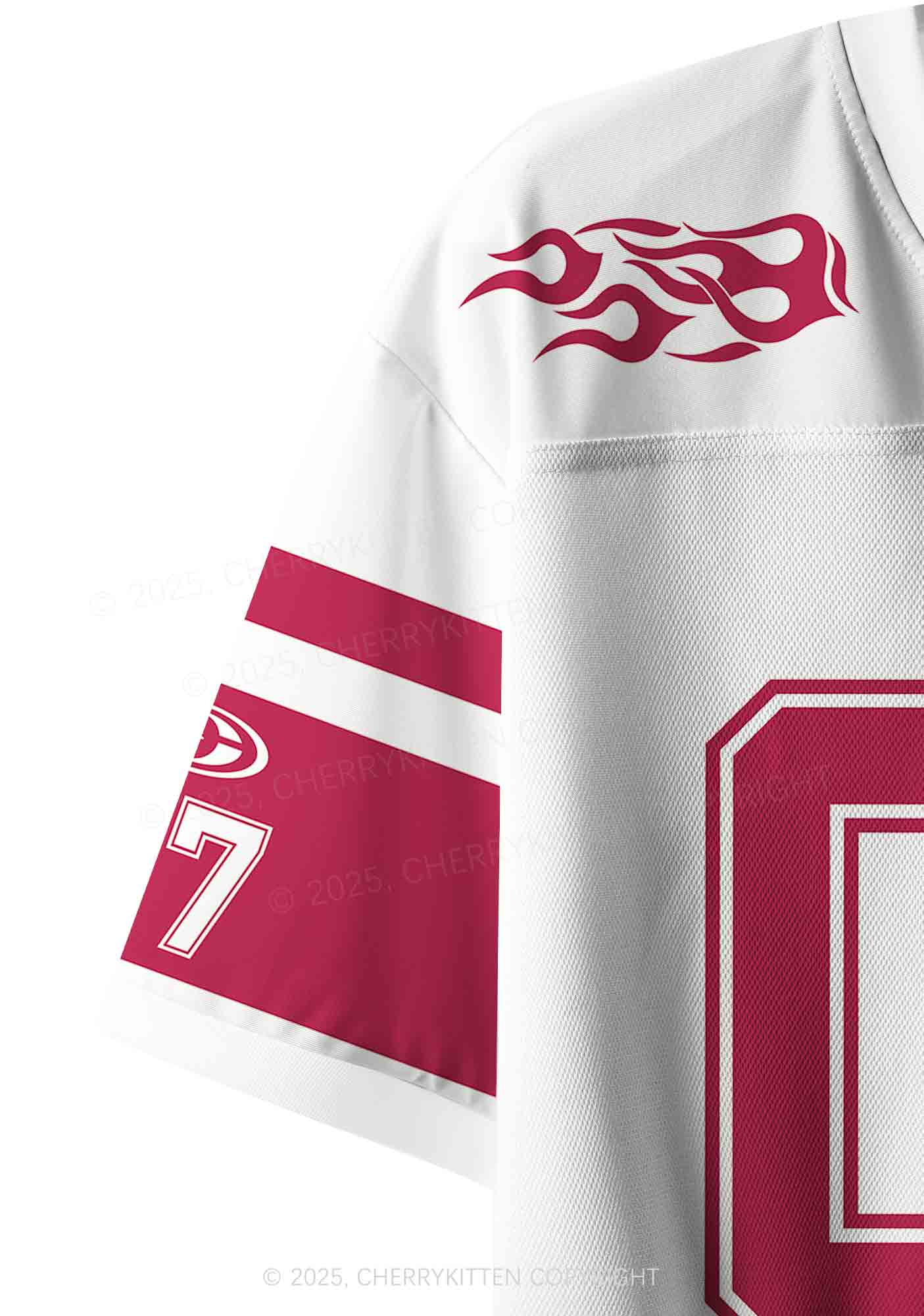 Custom Red Flame Y2K Crop Sport Jersey Shirts Cherrykitten
