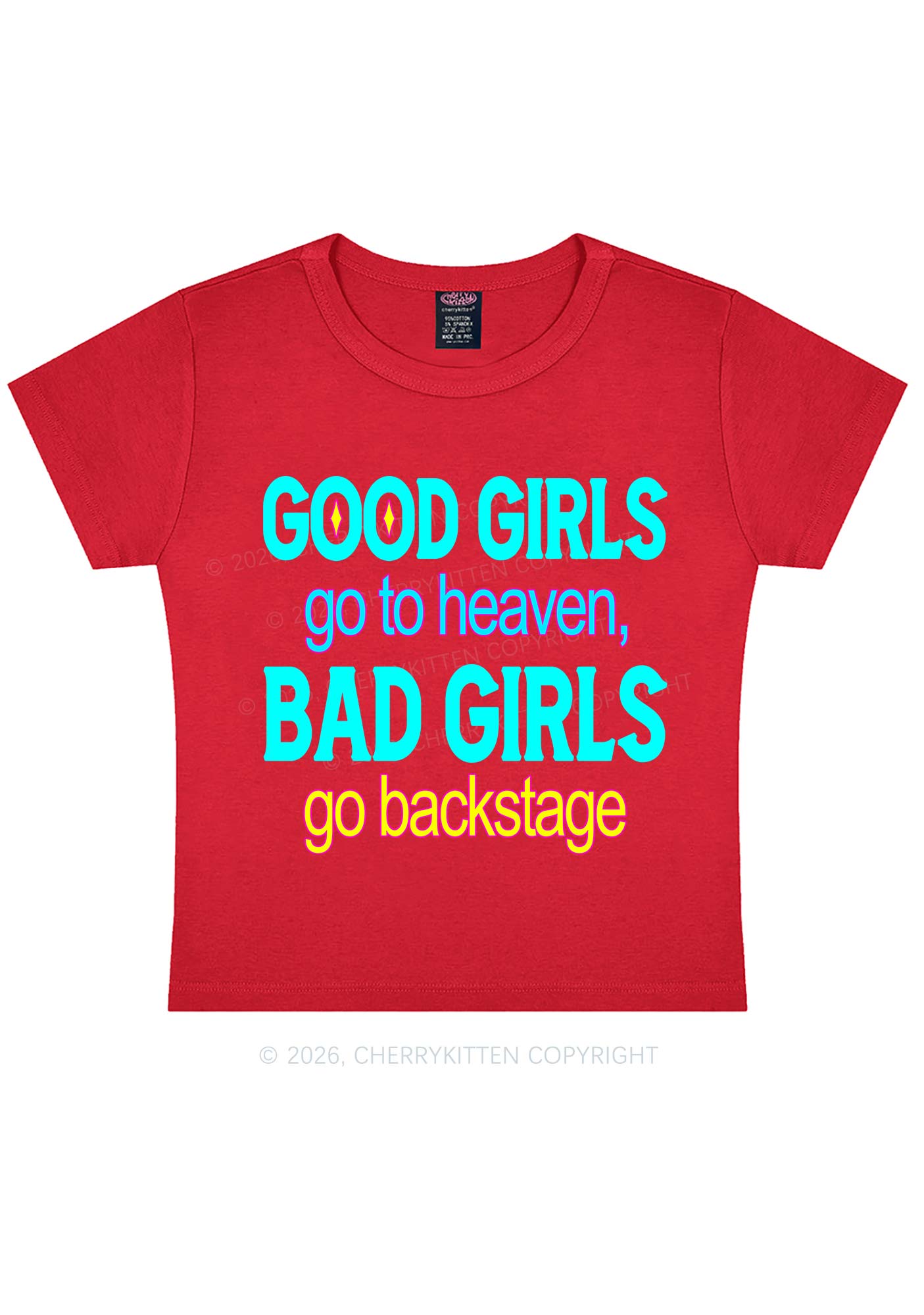 Bad Girls Go Backstage Y2K Baby Tee Cherrykitten