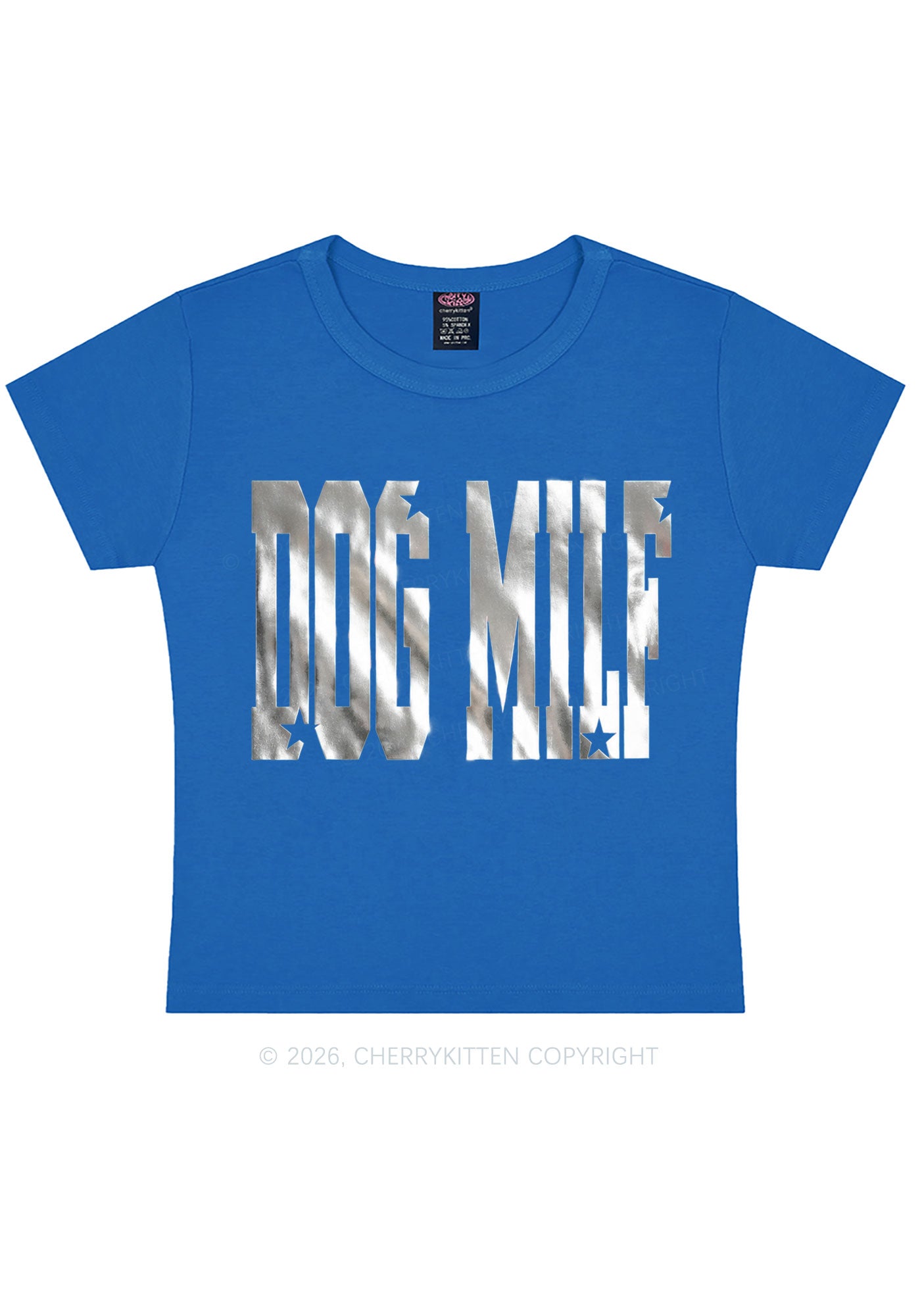 Dog Mxxf Silver Foil Printed Y2K Baby Tee Cherrykitten