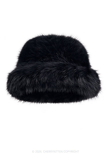 Solid Color Y2K Faux Fur Bucket Hat Cherrykitten