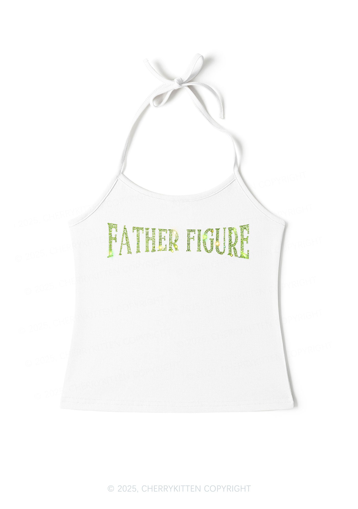 Rhinestone Father Figure Y2K Halter Neck Cami Cherrykitten