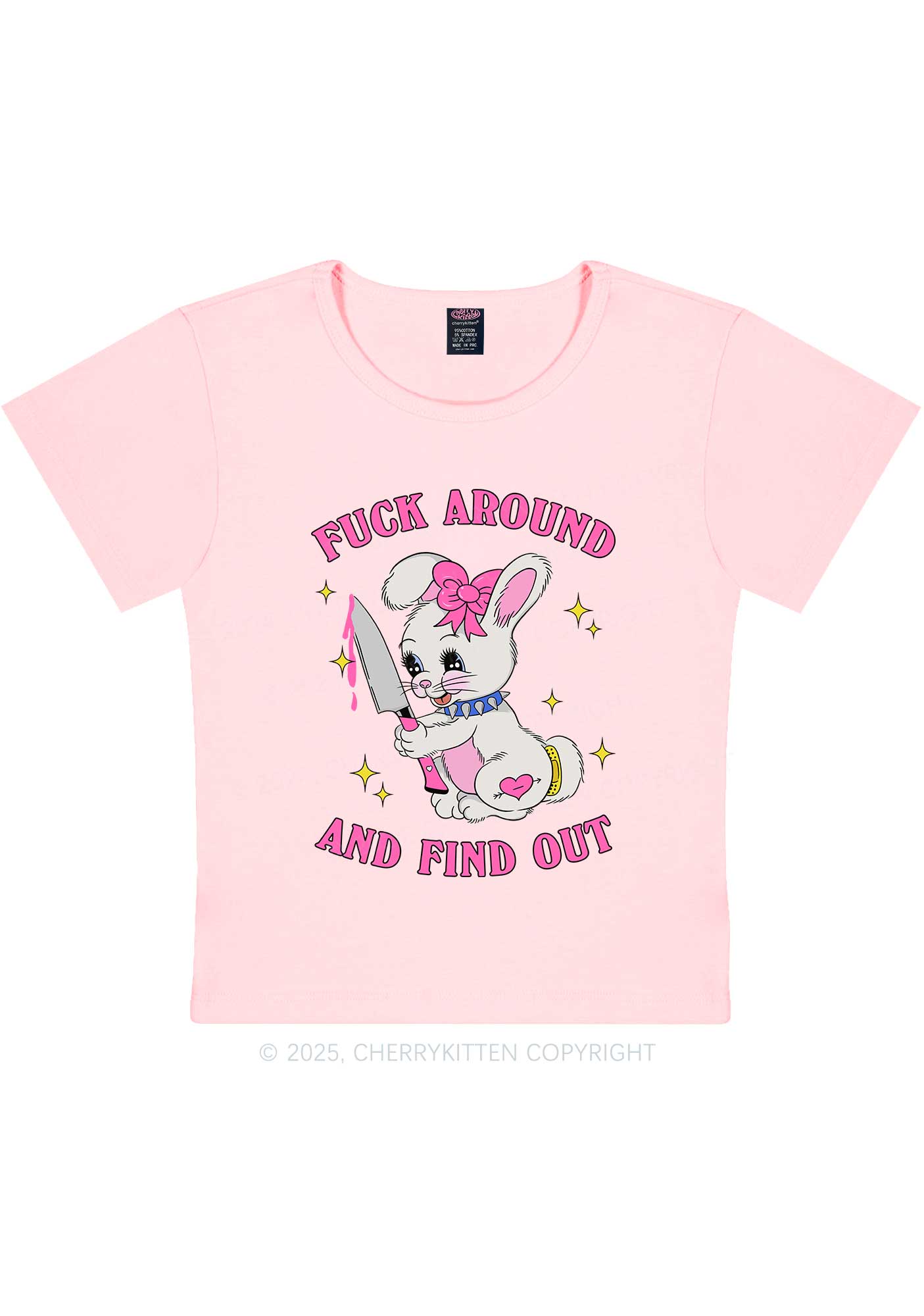 Fxxk Around Bunny Y2K Baby Tee Cherrykitten