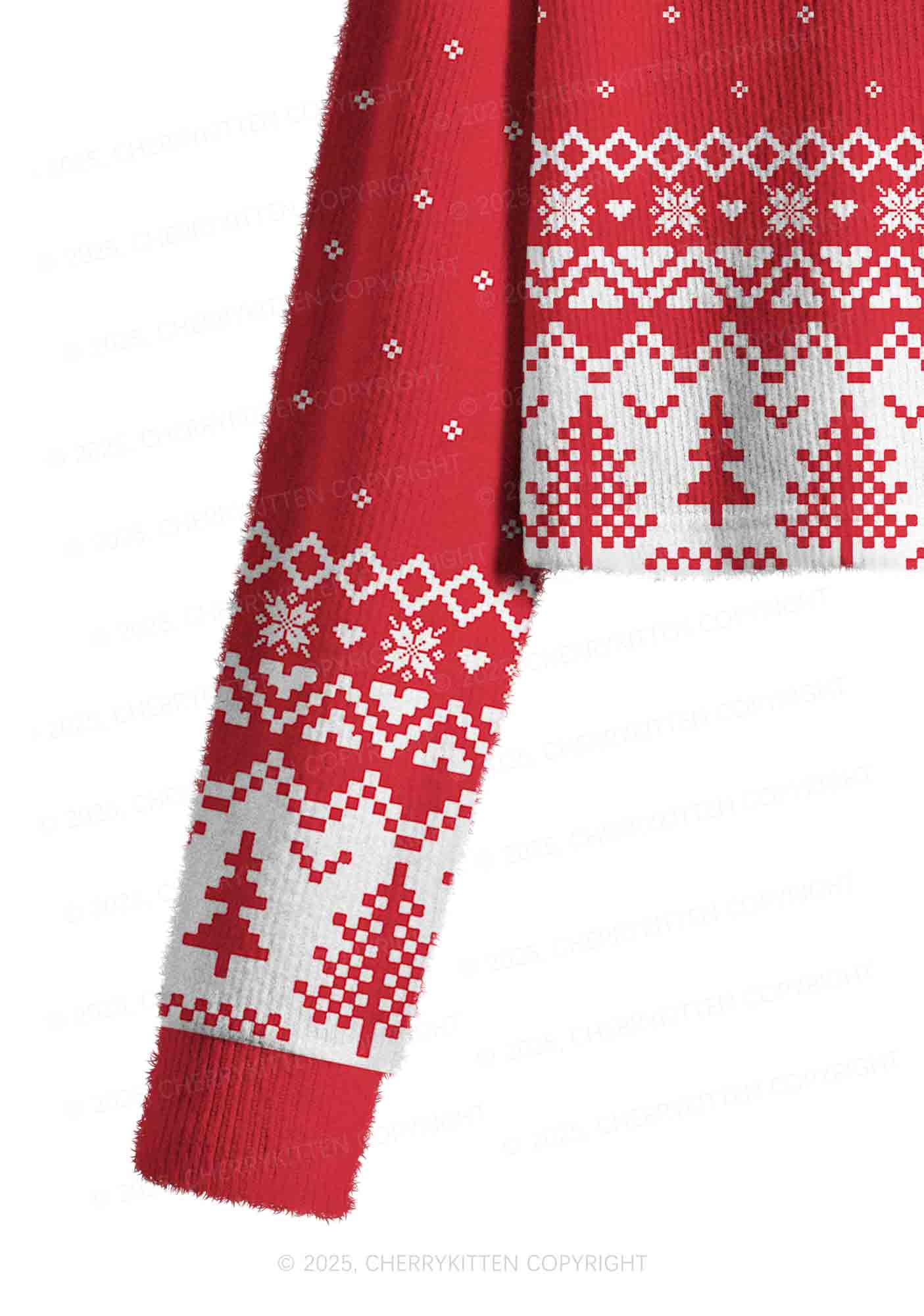 Hit Him Y2K Christmas Crop Knit Sweatshirt Cherrykitten