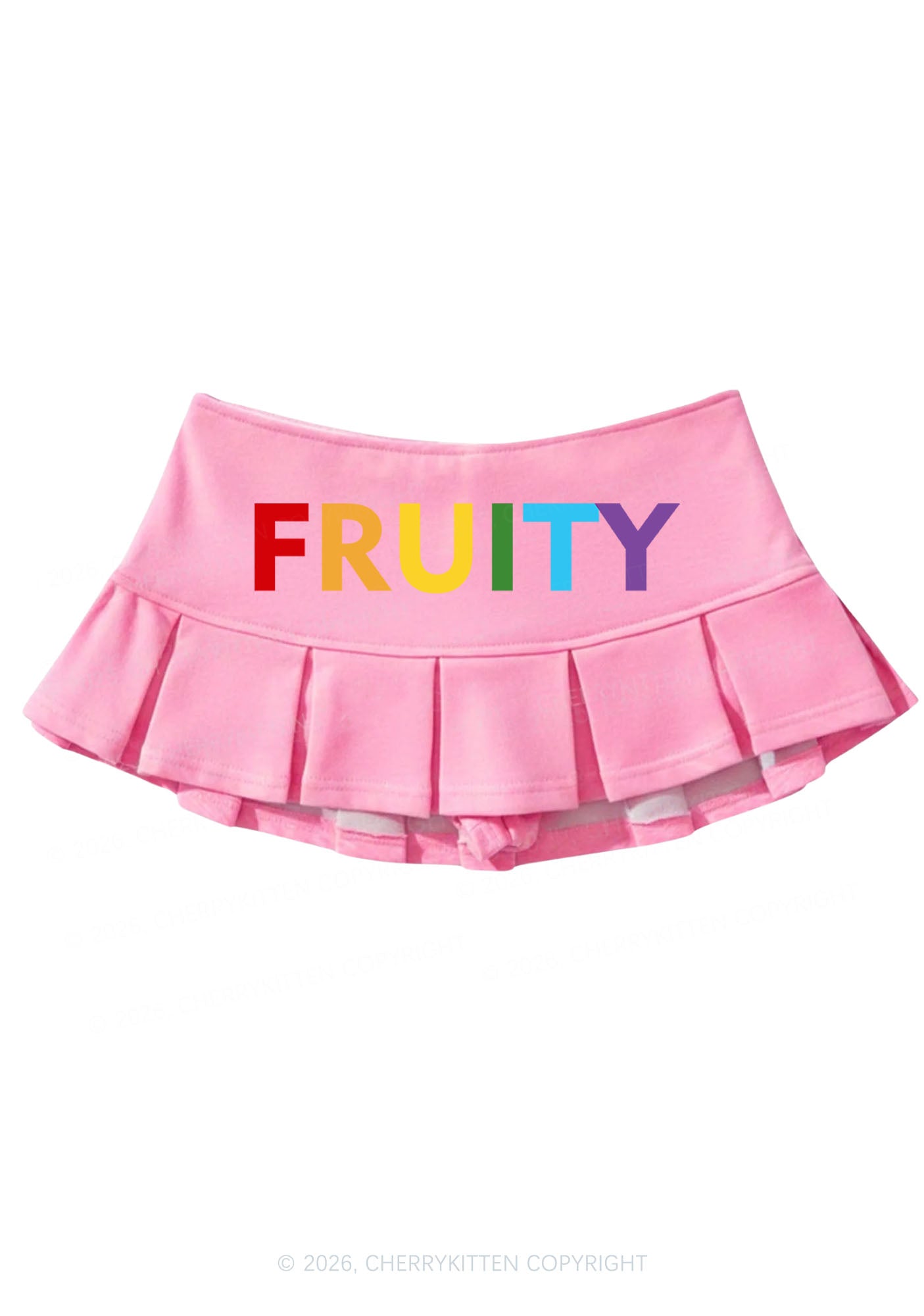 Rainbow Fruity Pride Y2K Mini Pleated Skirts Cherrykitten