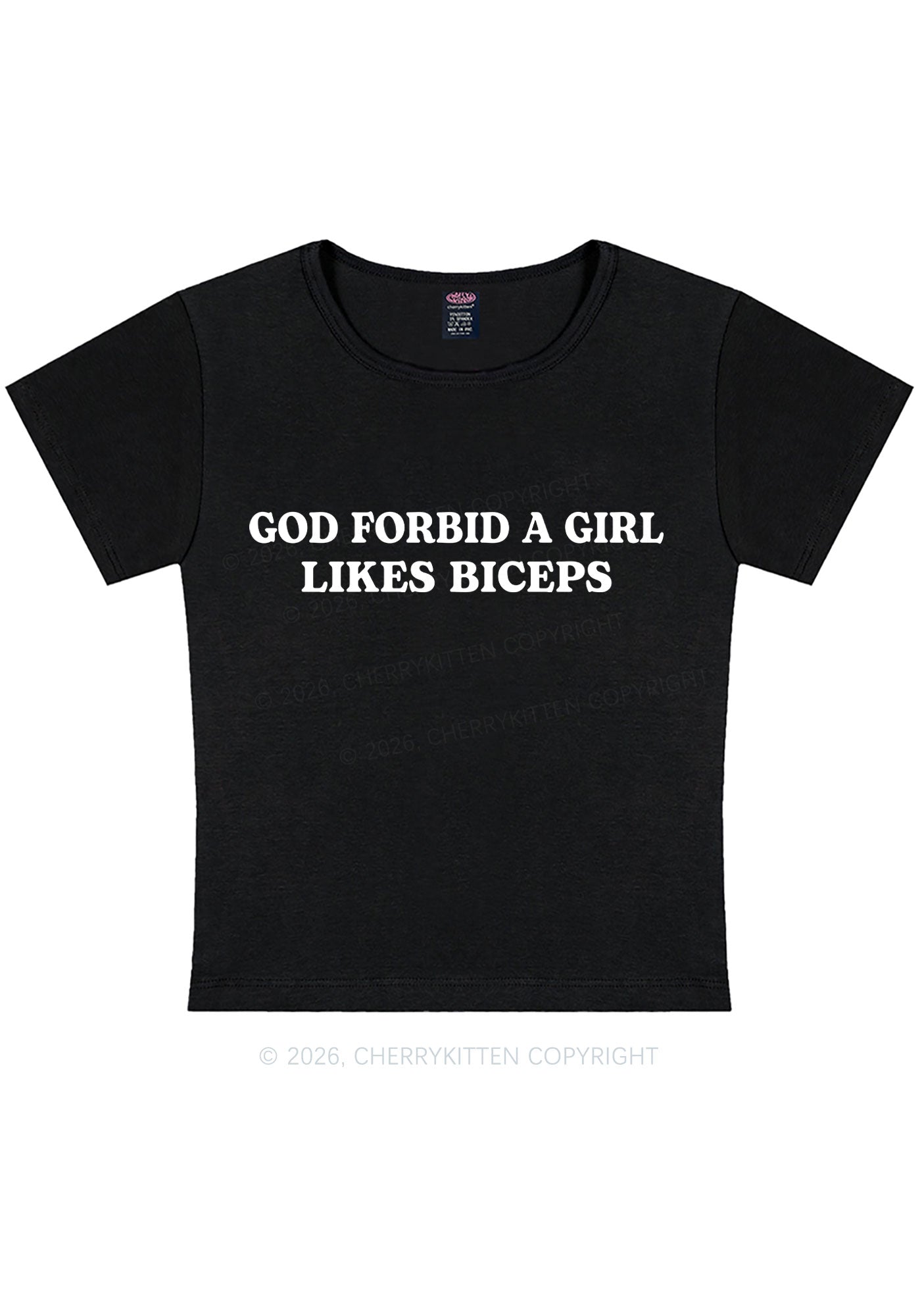 God Forbid A Girl Likes Biceps Y2K Baby Tee Cherrykitten