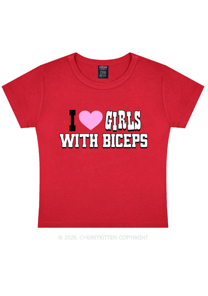I Love Girls With Biceps Y2K Baby Tee Cherrykitten